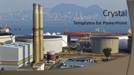  Presentation with coal industry - PPT theme having sunset hong kong coal background and a light blue colored foreground