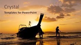  Presentation with krabi - Theme enhanced with sunset-in-ao-nang-krabi background and a coral colored foreground