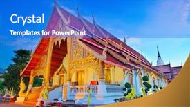  Presentation with chiang mai - Audience pleasing PPT theme consisting of sunset in chiang mai thailand backdrop and a cobalt blue colored foreground