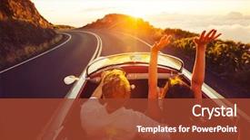  Presentation with vintage car - PPT theme featuring sunset in classic vintage sports background and a tawny brown colored foreground