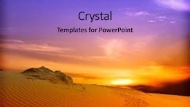  Presentation with desert - Theme featuring sunset in desert background and a light blue colored foreground