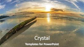  Presentation with fish beach - Audience pleasing presentation theme consisting of sunset in fish-eye lense backdrop and a tawny brown colored foreground