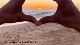  Presentation with hands heart - Presentation theme with sunset-in-heart-hands background and a coral colored foreground