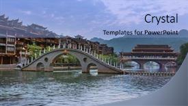  Presentation with ancient china - Beautiful PPT theme featuring sunset in hunan china - architecture backdrop and a light blue colored foreground