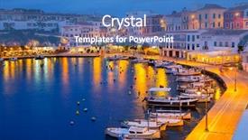  Presentation with fonts - Presentation theme featuring sunset in mahon at balearic background and a teal colored foreground