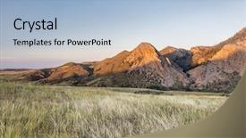  Presentation with pigeon ford mountains - Beautiful PPT theme featuring sunset in mountains - eagle nest backdrop and a light blue colored foreground