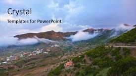  Presentation with mountains and the sacred geometry - Amazing presentation theme having sunset in mountains at tenerife backdrop and a  colored foreground