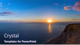  Presentation with sunset - Cool new PPT theme with sunset-in-ponta-do-pargo backdrop and a ocean colored foreground
