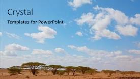  Presentation with africa safari - Audience pleasing presentation design consisting of sunset-in-savannah-of-africa backdrop and a light blue colored foreground