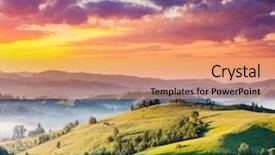  Presentation with landscape - PPT layouts featuring sunset in the mountains landscape background and a coral colored foreground