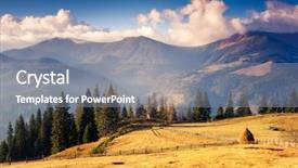  Presentation with vintage retro - Amazing presentation design having sunset in the mountains landscape backdrop and a gray colored foreground