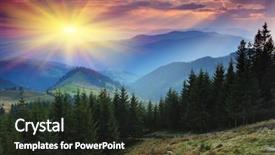  Presentation with mountains - Beautiful theme featuring sunset in the mountains landscape backdrop and a wine colored foreground