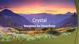  Presentation with sunset - Audience pleasing presentation theme consisting of sunset in the mountains landscape backdrop and a violet colored foreground