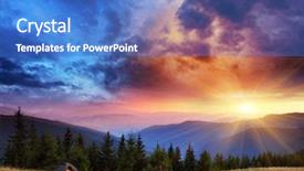  Presentation with mountains fantasy abstract nature landscape - Amazing slide deck having sunset in the mountains landscape backdrop and a teal colored foreground