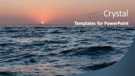  Presentation with waves red - Amazing presentation theme having sunset-in-the-ocean backdrop and a coral colored foreground