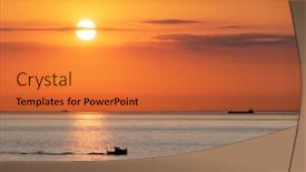  Presentation with ocean waves - Slide set with sunset-in-the-ocean background and a red colored foreground