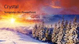  Presentation with winter - Cool new PPT theme with sunset in the winter mountain backdrop and a red colored foreground