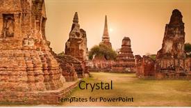  Presentation with ayutthaya - Presentation theme having sunset in wat mahathat ayutthaya background and a red colored foreground