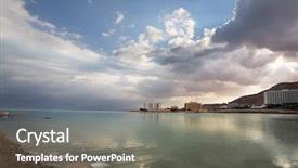  Presentation with lighting effects - Colorful presentation theme enhanced with sunset incredible lighting effects on the dead sea in israel clouds are reflected in the sea backdrop and a gray colored foreground