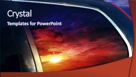  Presentation with racing car lanes - PPT theme with sunset is reflected in car background and a navy blue colored foreground