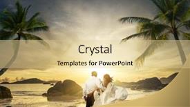  Presentation with romantic beach - Colorful slide deck enhanced with sunset island - romantic mature couple backdrop and a lemonade colored foreground
