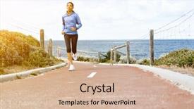  Presentation with nineteenth century woman - Presentation design with sunset joggers - young woman jogging background and a  colored foreground