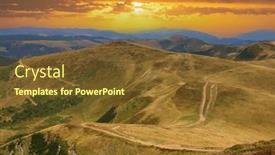  Presentation with win - PPT theme with sunset-landscape-win-carpathian-mountains background and a tawny brown colored foreground