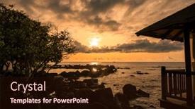  Presentation with romantic - Presentation theme featuring sunset-landscapes-of-mauritius-over background and a wine colored foreground
