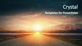  Presentation with road light - Audience pleasing presentation design consisting of sunset light above asphalt road backdrop and a navy blue colored foreground