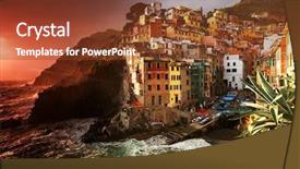  Presentation with study children village - Cool new slides with sunset light in riomaggiore village backdrop and a tawny brown colored foreground