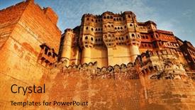  Presentation with jodhpur - Audience pleasing slides consisting of sunset light jodhpur rajasthan india backdrop and a gold colored foreground