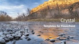  Presentation with sandstone - Slide set featuring sunset-light-on-sandstone-cliff background and a gray colored foreground