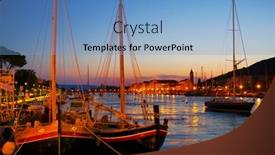  Presentation with resort - Cool new presentation theme with sunset-light-over-omis-resort backdrop and a light blue colored foreground