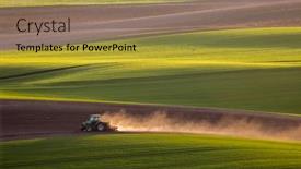  Presentation with tractor - Slide deck consisting of sunset-light-over-plowing-tractor background and a yellow colored foreground