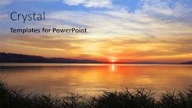  Presentation with switzerland - PPT layouts with sunset-light-over-sempach-lake background and a light blue colored foreground