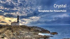  Presentation with lighthouse - Audience pleasing slide set consisting of sunset lighthouse cape in mahon backdrop and a ocean colored foreground