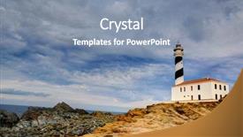  Presentation with lighthouse - Cool new PPT theme with sunset lighthouse cape in mahon backdrop and a mint green colored foreground