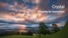  Presentation with czech republic - PPT theme enhanced with sunset mountains - foggy sunrise over the national background and a ocean colored foreground