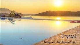  Presentation with antique crete - PPT theme consisting of sunset mountains - sunrise over mirabello bay background and a coral colored foreground