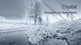  Presentation with village river forest - PPT theme consisting of sunset near winter river photographed background and a  colored foreground