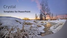  Presentation with winter river - Beautiful presentation featuring sunset near winter river photographed in the forest in russia in the 60 km from moscow backdrop and a light blue colored foreground