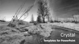  Presentation with winter river - Presentation theme with sunset near winter river photographed in the forest in russia in the 60 km from moscow background and a gray colored foreground