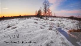  Presentation with winter river - Colorful PPT theme enhanced with sunset near winter river photographed in the forest in russia in the 60 km from moscow backdrop and a light gray colored foreground