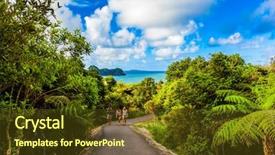  Presentation with sun blue sky and ocean - PPT theme featuring sunset new zealand north island background and a tawny brown colored foreground