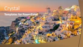  Presentation with greek architecture - Presentation design enhanced with sunset-night-view-of-traditional background and a coral colored foreground