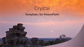  Presentation with ancient temples - Slide deck featuring sunset of phnom bakheng one background and a coral colored foreground