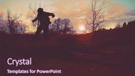  Presentation with young children playing - Slide set featuring sunset on a cool summer background and a  colored foreground