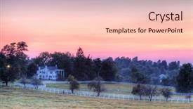  Presentation with robot farm - Beautiful slide set featuring sunset on a horse farm backdrop and a lemonade colored foreground