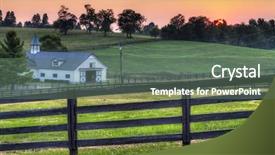  Presentation with farm - Cool new slide set with sunset on a horse farm backdrop and a gray colored foreground
