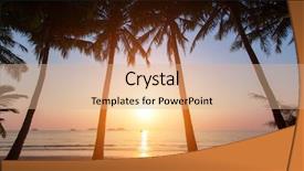  Presentation with sunset at venice beach palm - Presentation theme featuring sunset on a tropical beach background and a coral colored foreground